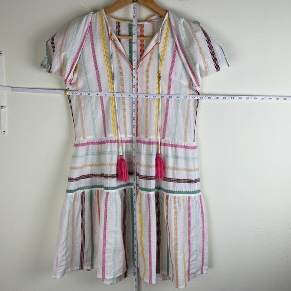 PilyQ Morgan Stripe Mini Dress Size XS/S White Pink Multi Long Sleeves Cover Up - Picture 14 of 14